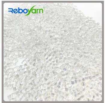 The information on the mechanical durability of products made from recycled polyester chips compared to those made from virgin materials